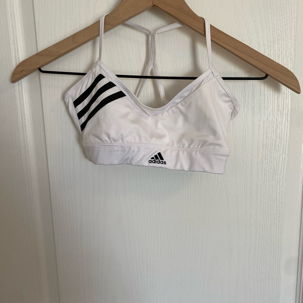 Adidas White Sports Bra with Black Stripes